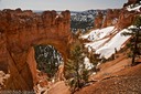 Arch and snow in Bryce Canyon